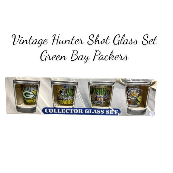 NIP Vintage Hunter Green Bay Packers Shot Glass Collector Set - Picture 1 of 15